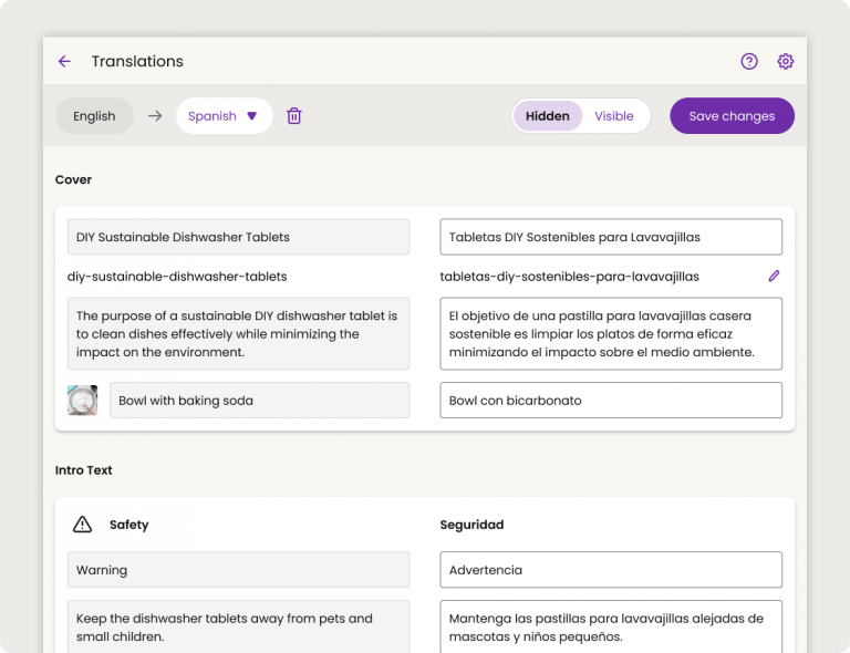 Translation review interface